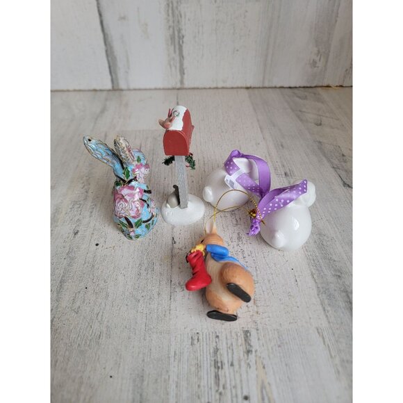 Mosaic easter‎ bunny rabbit ornament Xmas set mistletoe - Picture 5 of 5